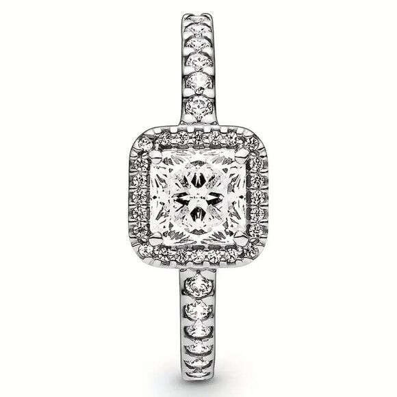 Sterling Silver Promise Ring Inlaid Square Zircon Classic Anniversary Size 6 - Picture 4 of 6